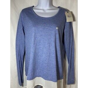 G.H. Bass & Co. Women’s Medium Top Blue Layered Hem Long Sleeve Cotton NWT